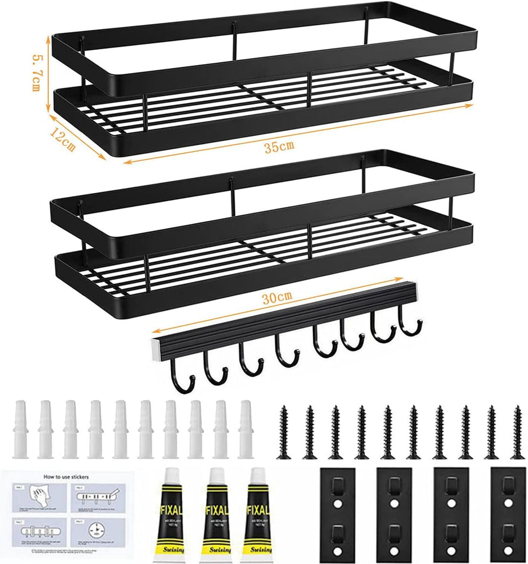 Auciej Gewürzregal Wand Ohne Bohren 2er Set mit Küchenreling Küchenregal hängend Gewürzregal Schrank