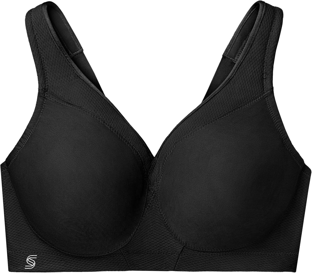 Glamorise Damen Sports Bra, Undurchsichtige 75B Schwarz, 75B Schwarz