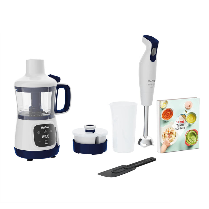 Tefal HB55W4 Yummy Gourmet Babynahrungszubereiter | inkl. Stabmixer, Spatel, Messbecher, 2x Keramikv