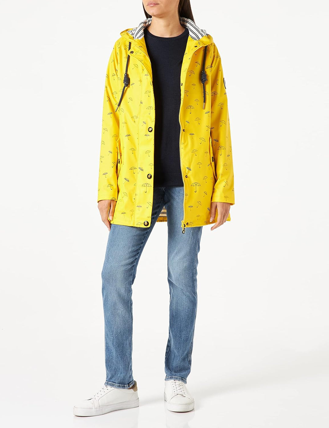 Ankerglut Damen Friesennerz Regenmantel Kapuze Gefüttert Wasserdicht Wetterfest Übergangsjacke #Anke