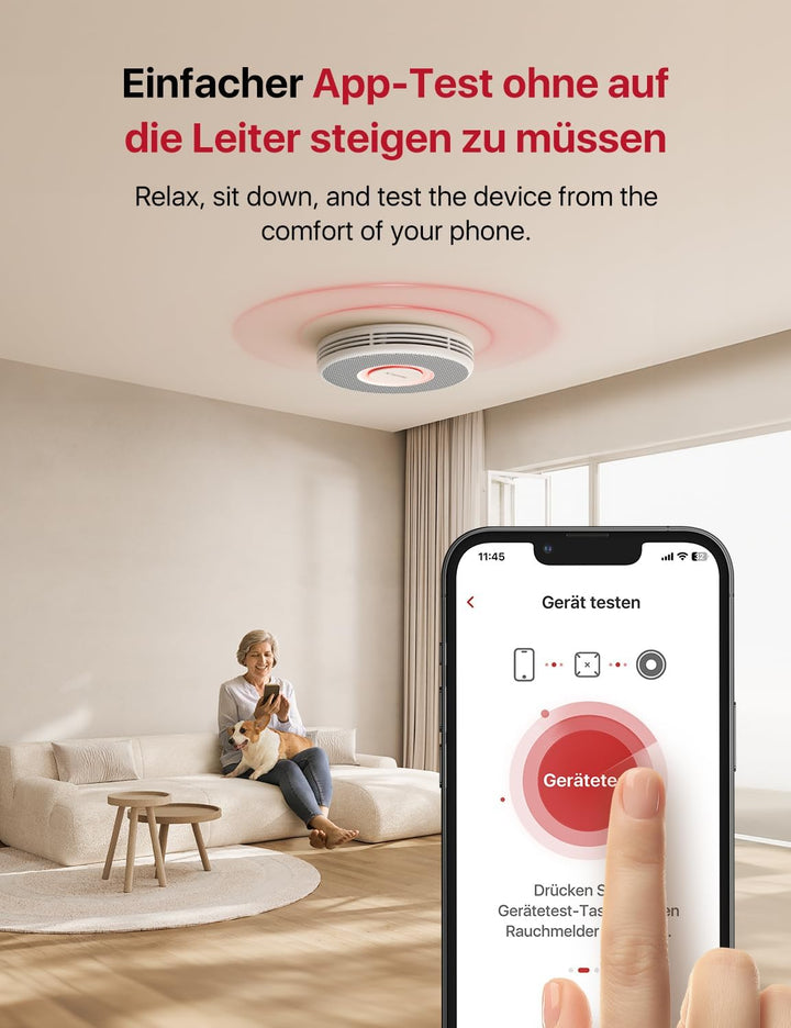 X-Sense Smarter Rauchmelder WLAN mit Sprachausgabe und 17 Standorten, Feuermelder, Rauchmelder verne