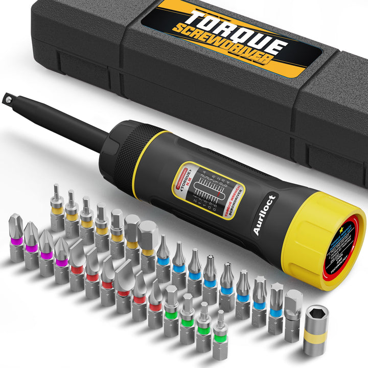 Aurlloct Langer Schaft Drehmoment Schraubendreher Satz 1/4 Zoll, 0.4-2.4 Nm, mit S2-Stahlbits, für R
