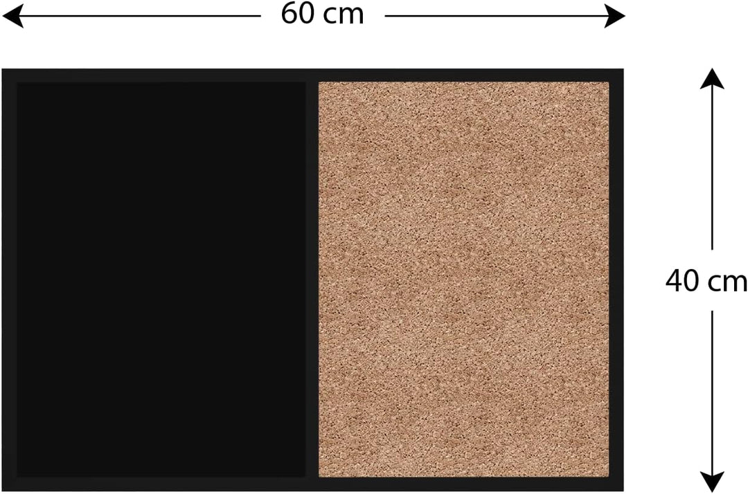 ALLboards Kombitafel 2 in 1 Schwarze Magnetische Kreidetafel & Kork-Pinnwand schwarz magnetisch 90×6