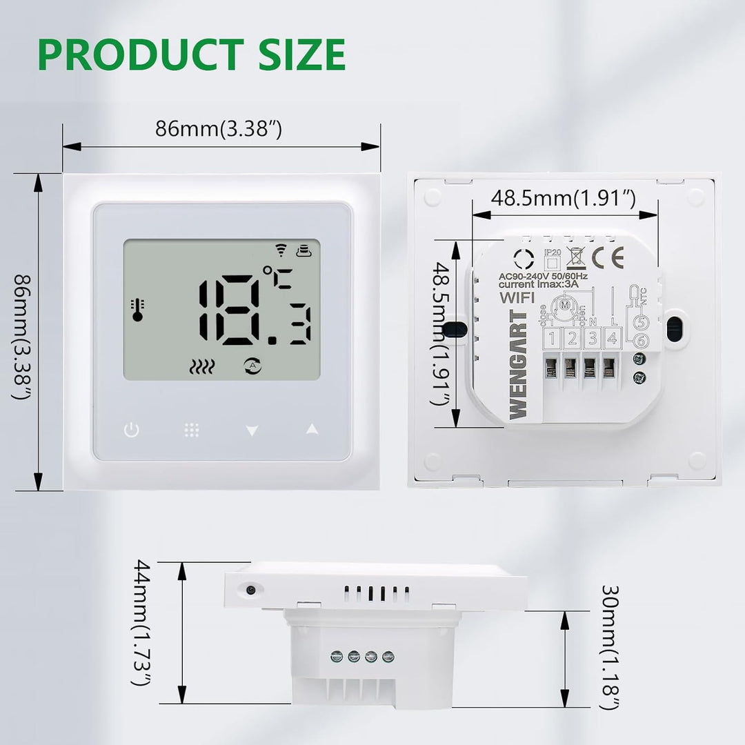 Wengart WiFi Thermostat für Wasser Fussbodenheizung WG011,max 3A Programmierbare Fussbodenheizung Th