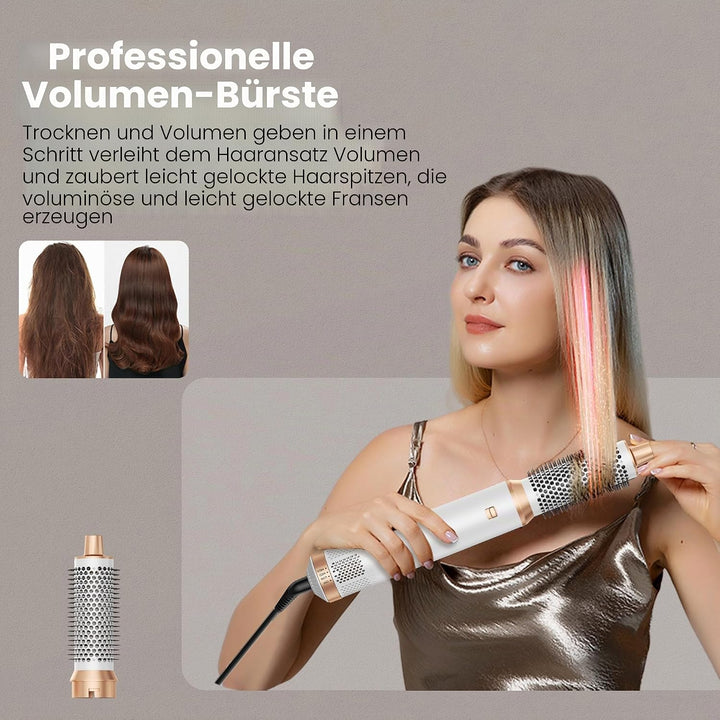 Hairstyler 5 in 1 Hair Styler Set, Haarstyler mit Luft Lockenstab Föhn Thermal Brush Glättbürste, Mu