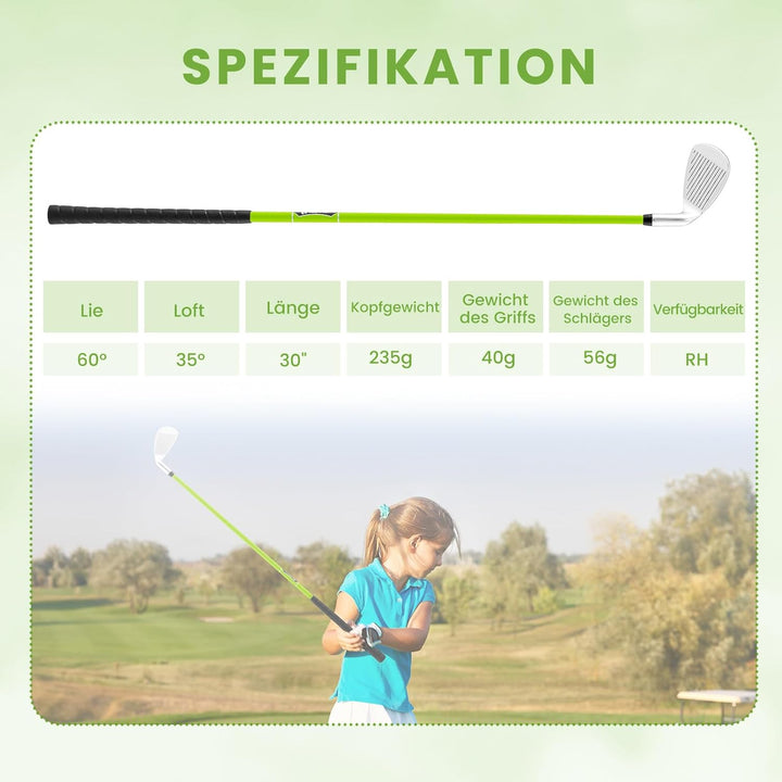 COSTWAY Golf Eisen 7 für Kinder, Golf-Eisen Einzel aus Aluminium für Rechtshänder, Kinder Golfschläg