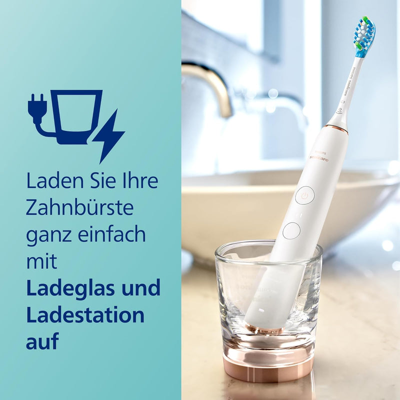 Philips Sonicare DiamondClean 9000 elektrische Zahnbürste, Schallzahnbürste mit App, Andruckkontroll