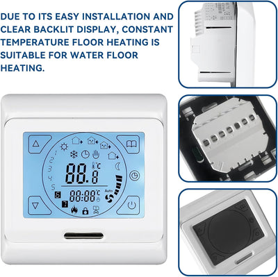 Thermostat Fussbodenheizung, E91 Raumthermostat 16 A, Unterputz Touchscreen Raumthermostat Thermosta