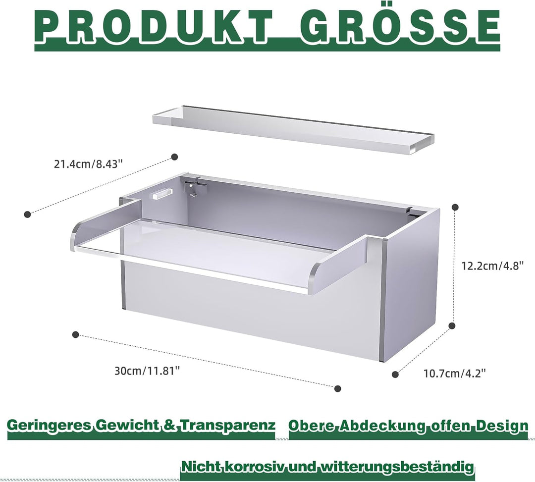 30cm Acryl-Teichwasserfall Blade Set, 12,2cm breite Acryl-Teichfontäne mit Zubehör, doppelter Einlas