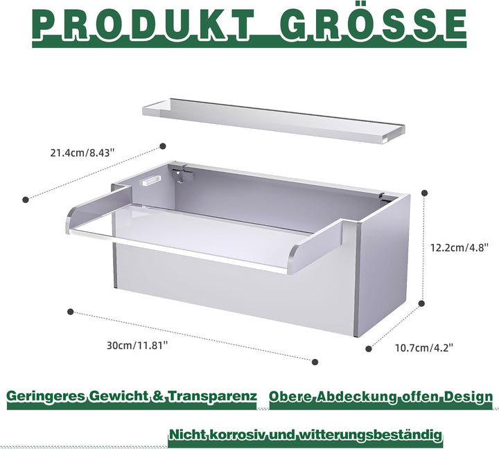 30cm Acryl-Teichwasserfall Blade Set, 12,2cm breite Acryl-Teichfontäne mit Zubehör, doppelter Einlas