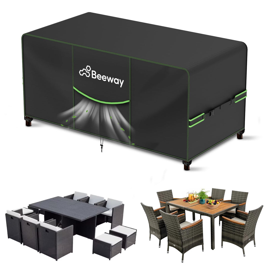 BEEWAY Gartenmöbel Abdeckung Wasserdicht V2.0 183x122x73cm, Schutzhülle Abdeckplane für Gartentische