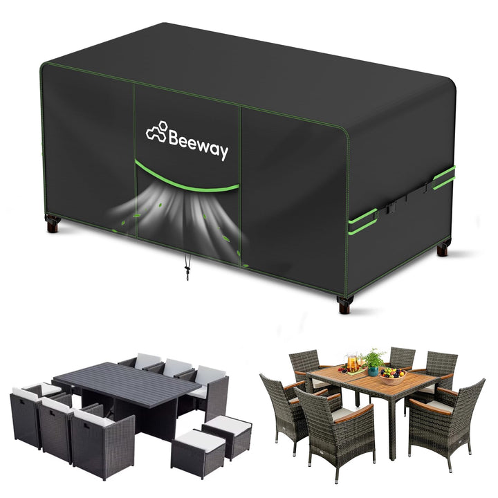 BEEWAY Gartenmöbel Abdeckung Wasserdicht V2.0 183x122x73cm, Schutzhülle Abdeckplane für Gartentische