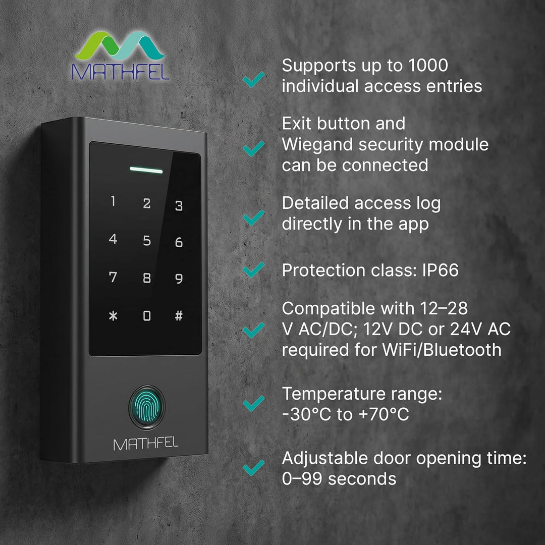 MATHFEL ZUGANGSKONTROLLSYSTEM Fingerprint | Code | RFID UND WLAN Wlan Gateway, Wlan Gateway