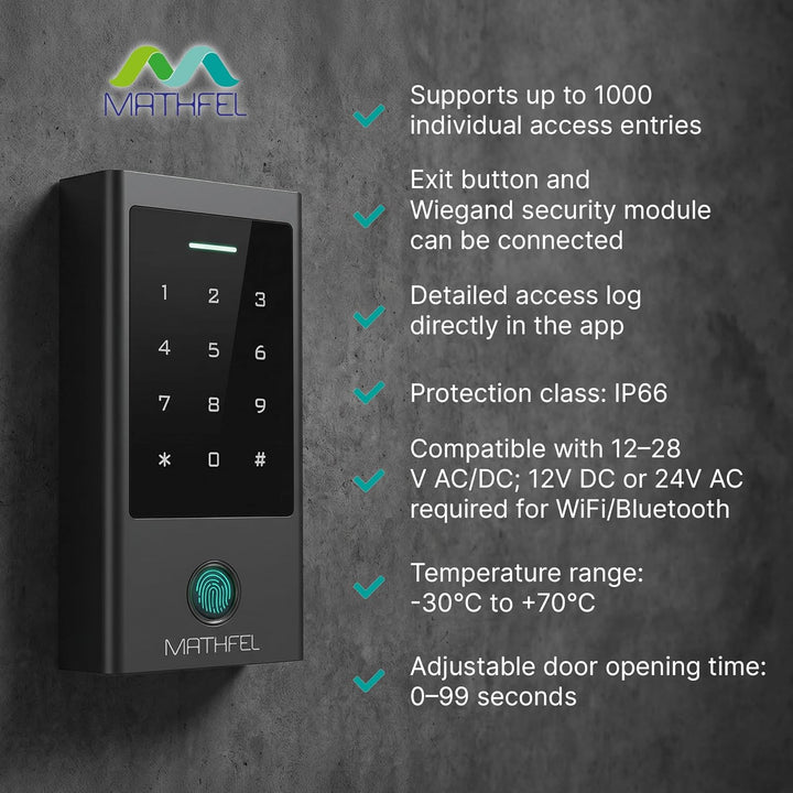 MATHFEL ZUGANGSKONTROLLSYSTEM Fingerprint | Code | RFID UND WLAN Wlan Gateway, Wlan Gateway