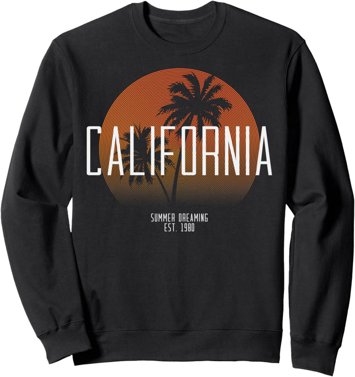 Vintage Retro Style Sunset Summer Palm Tree California Sweatshirt