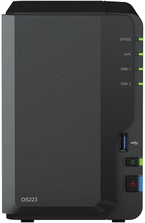 Synology DS223 Desktop-NAS-Lösung, 20 TB, 2 Schächte, installiert mit 2 x 10 TB Seagate Ironwolf-Lau
