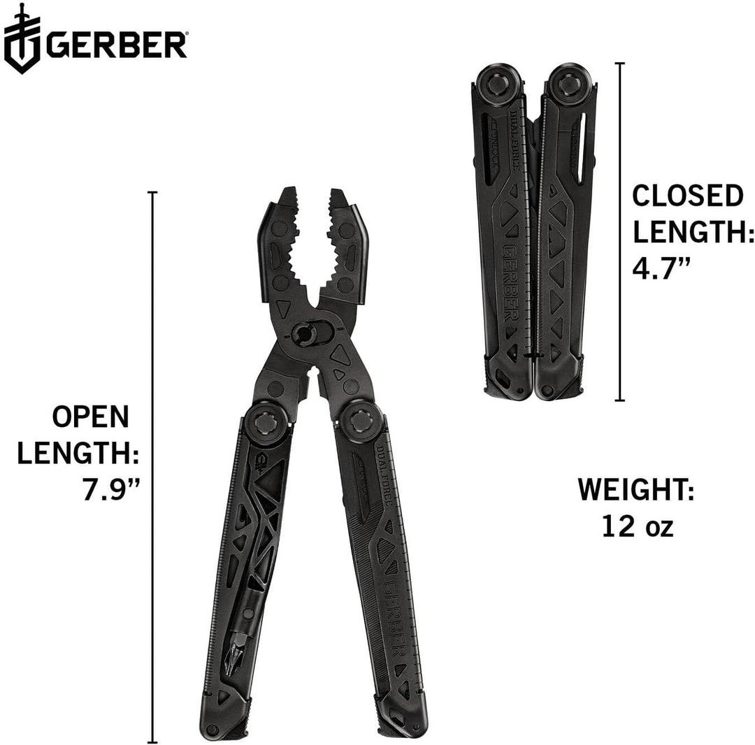 Gerber Multi-Tool mit 12 Funktionen, Dual Force, Inklusive Holster, Mit Einhandöffnung und Frame-Loc