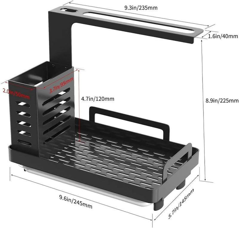 YunNasi Spülbecken Organizer Schwarz Waschbecken Organizer SUS304 Edelstahl Spülbecken Caddy Organiz