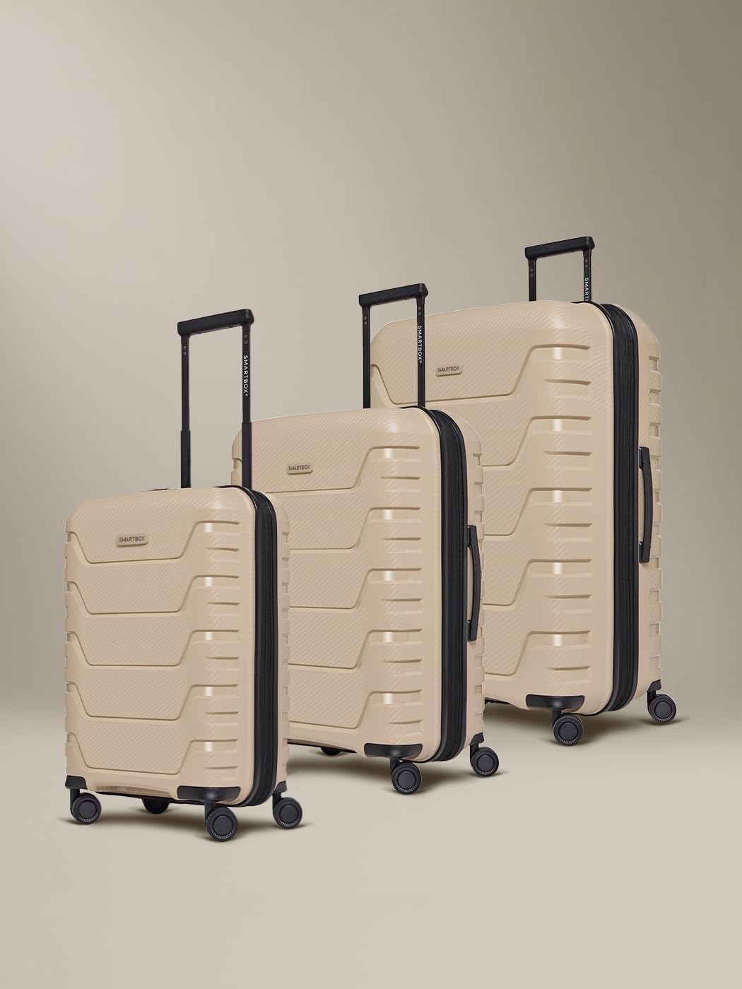 SMARTBOX Hartschalen Koffer-Set 3-teilig | mit Dehnfalte erweiterbar um 3 cm | aus hochwertigem, lei