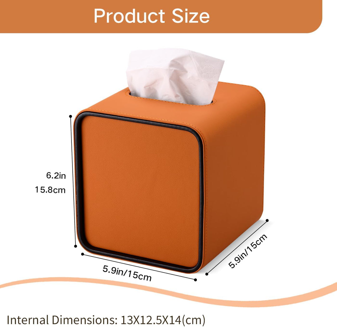 GORESE Taschentuchbox,Leder Quadratische Kosmetiktücherbox Papiertaschentuchhalter Taschentuchspende