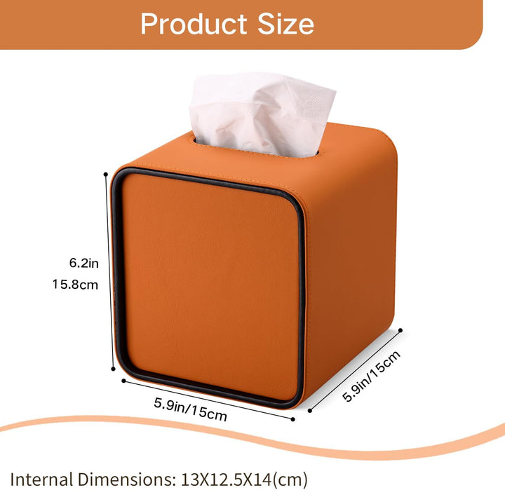 GORESE Taschentuchbox,Leder Quadratische Kosmetiktücherbox Papiertaschentuchhalter Taschentuchspende