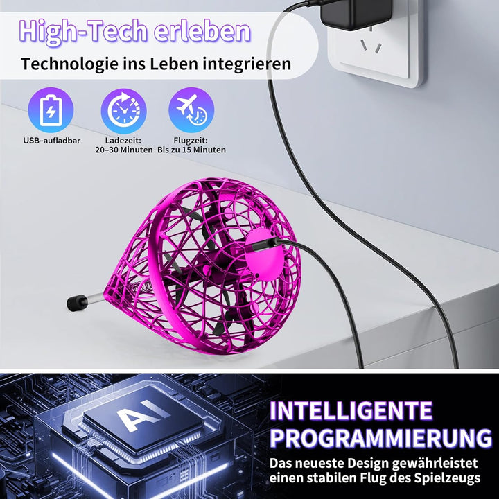 Fliegender Ball Lite Spielzeug, Mini Drohne KI-Bewegungssteuerung &amp; 360°-Flip, Wiederaufladbare Droh
