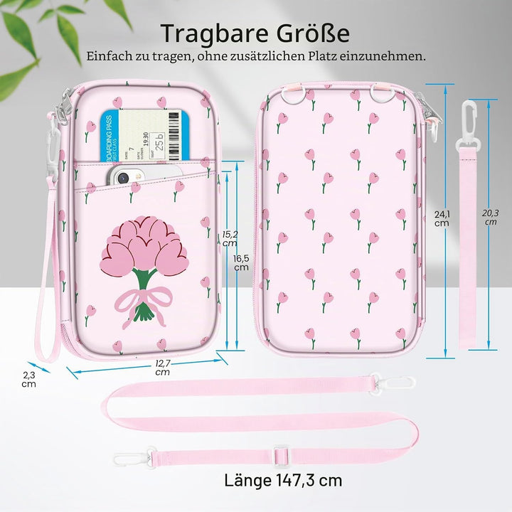 FINTIE Reisepass Tasche Familie Reiseorganizer, RFID-Blockier Wasserdicht Handytasche Reisepasshülle