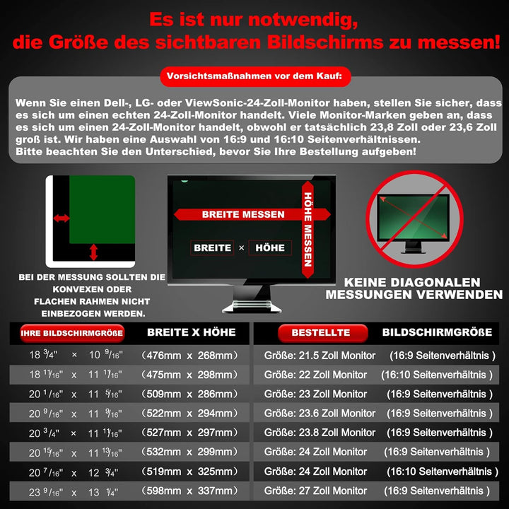 ngningo Computer Blickschutzfolie 24 Zoll für 16:9 Seitenverhältnis Monitor, Sichtschutzfolie Privat