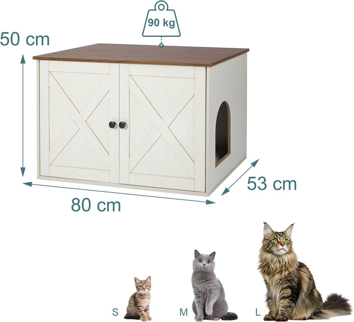 Relaxdays Katzenschrank für Katzentoilette, Separate Trennwand, Eingang, Katzenklo verstecken, HBT: