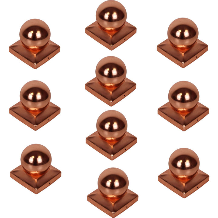 Baumarktplus 10x Pfostenkappe Kupfer Abdeckkappe für Pfosten Kugel 101 mm 10x10 cm