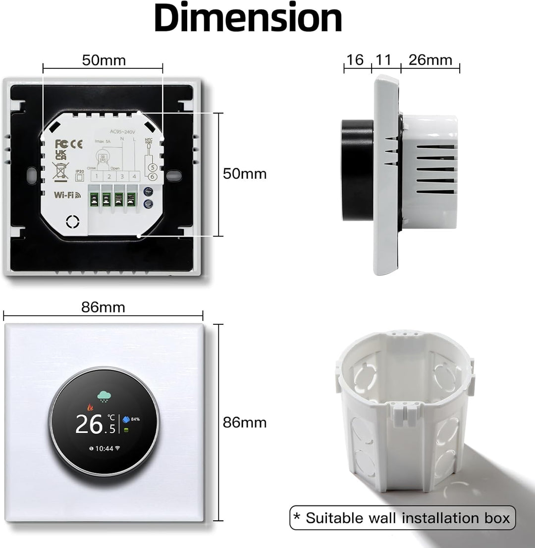 MVAVA Thermostat für Wasser Fussbodenheizung, Smart WLAN Thermostat kompatibel mit Alexa und Google