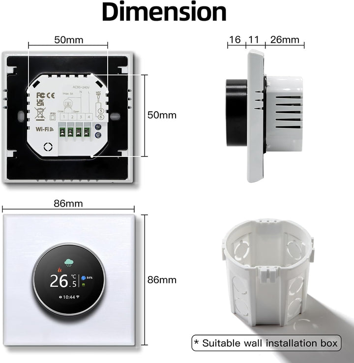 MVAVA Thermostat für Wasser Fussbodenheizung, Smart WLAN Thermostat kompatibel mit Alexa und Google
