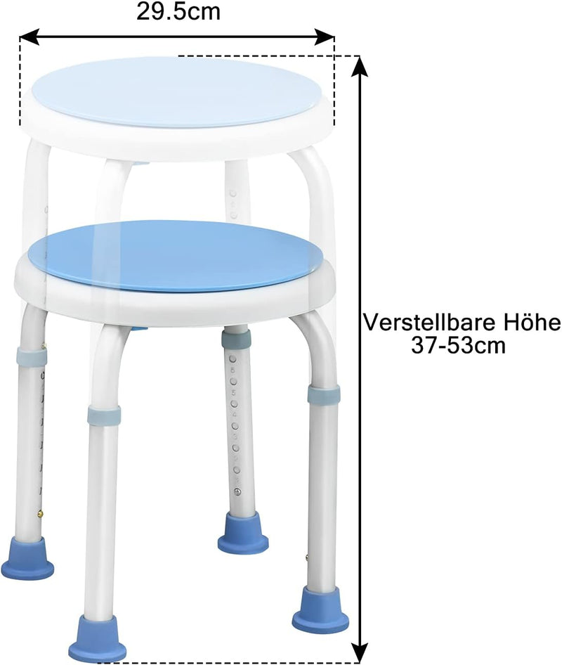 NAIZY Duschhocker 36-51cm Höhenverstellbar Duschstuhl Badhocker 360°Drehbarer Duschhilfe Anti-Rutsch