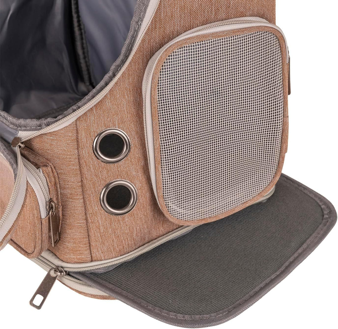 Haustier Rucksäcke Tragetasche Katzenrucksack Hunderucksack Für Reisen, Braun 42 × 34 × 27 cm Braun,