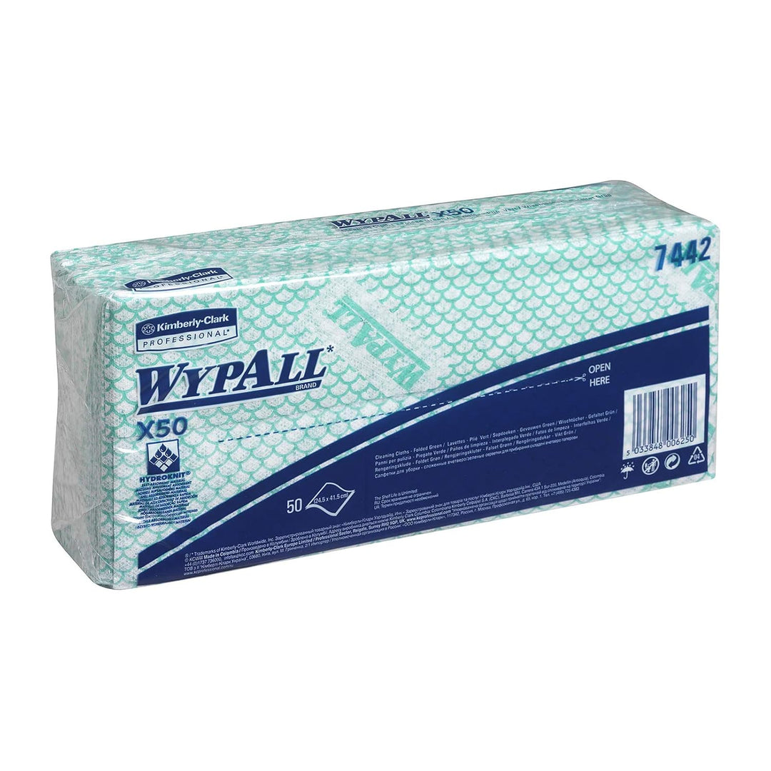 WypAll X50 Farbcodierte Reinigungstücher 7442 Reinigungstücher Grün – 6 Packungen x 50 Farbcodierte