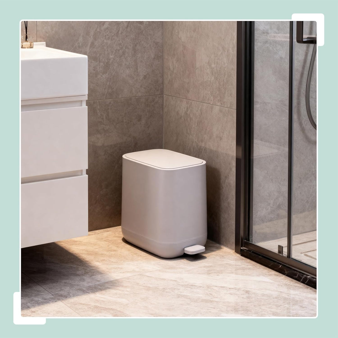 Relaxdays Mülleimer, 7 Liter, Absenkautomatik, entnehmbarer Inneneimer, Matter Kunststoff, Treteimer