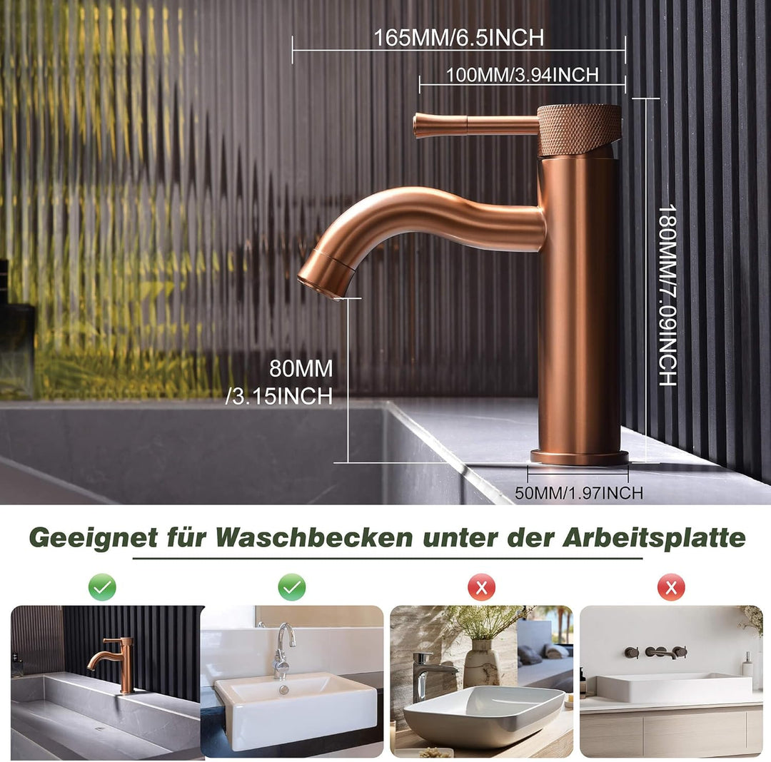 Wasserhahn Rose Gold mit Verlängerung, Strahlregler,Waschtisch Waschtisch,für Badezimmer Waschtische