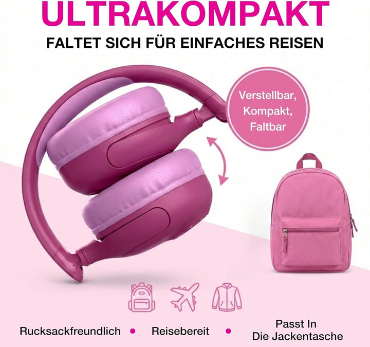 JLab JBuddies Pop Bluetooth Kopfhörer Kinder - 48+ Std. Spielzeit &amp; Kabelgebunden, Lautstärkesicher