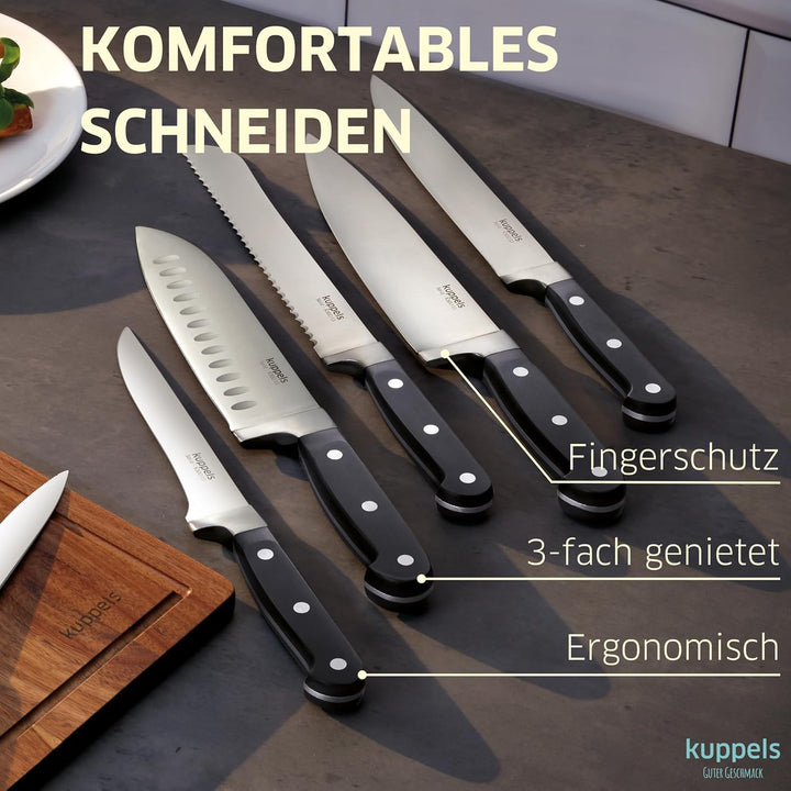 Kuppels SOLID Kochmesser, extra scharf & schnitthaltig, gehärteter Klingenstahl, rostfrei, poliert &