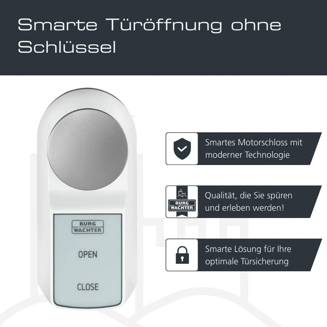 BURG-WÄCHTER Elektronisches Motorschloss für Haustüren, Türschloss, Öffnen und Schliessen per Tasten