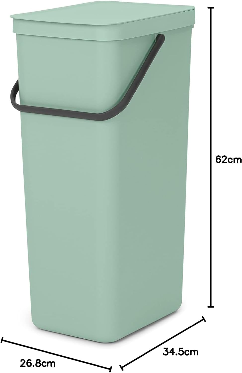 Brabantia - Sort & Go Abfallbehälter 40L - Grosser Recyclingbehälter für die Küche - Tragegriff - Pf