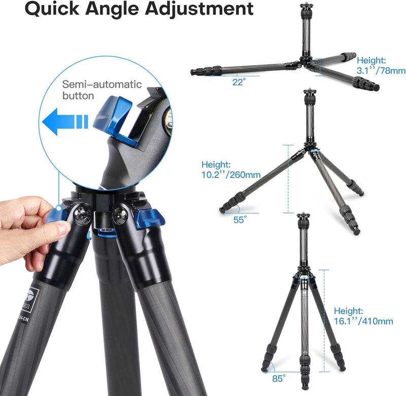 SIRUI AM-254+SL-200 Fotostativ Carbon Dreibein-Stative Beine Stative Tripod mit Mittelsäule, leichte