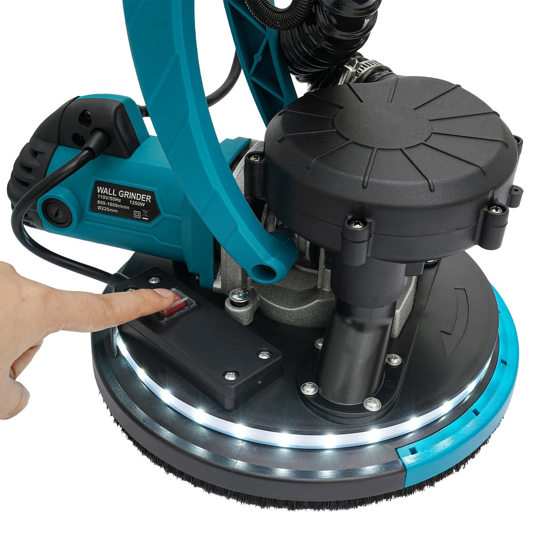 Elektrischer Decken und Wandschleifer mit Staubabsaugung, 1250W Trockenbauschleifer mit Variabler Ge