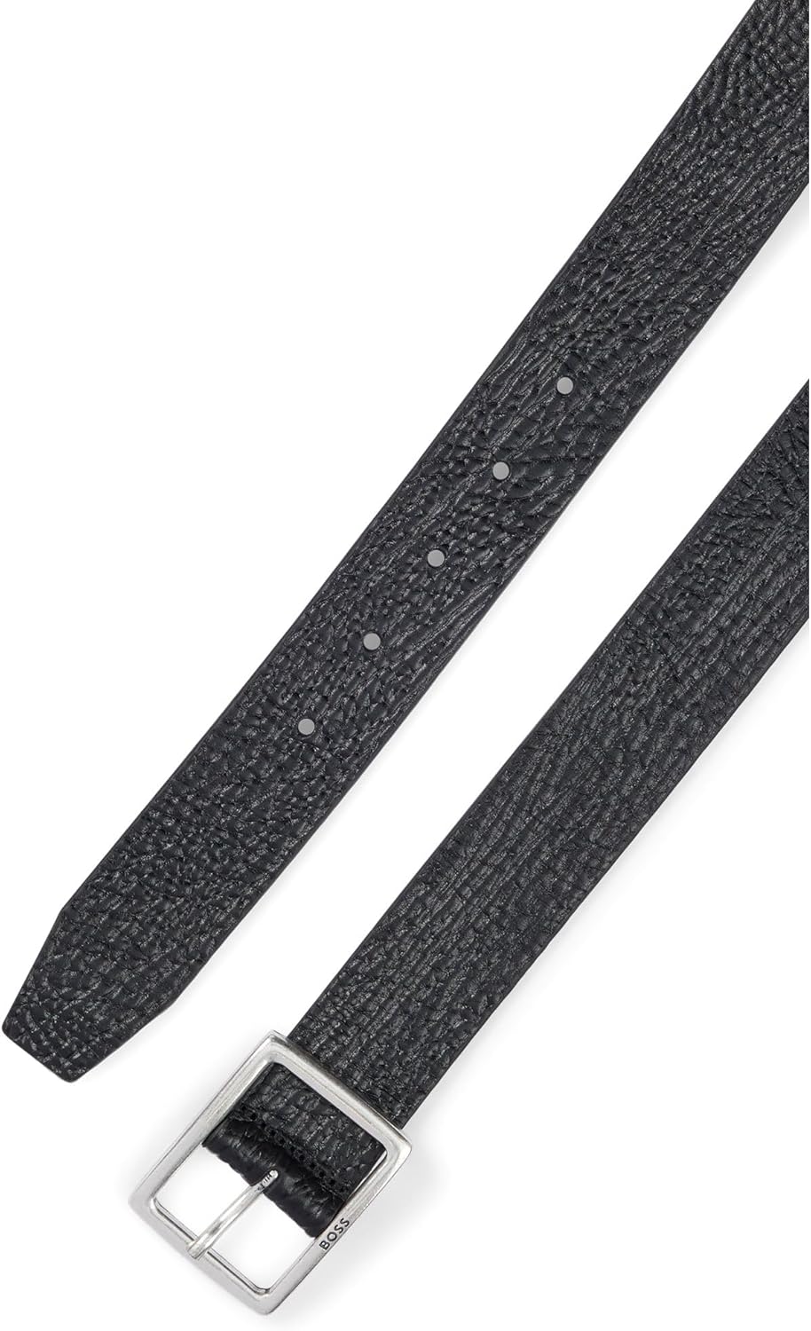 BOSS Herren Rudolf-Gr Sz35 Gürtel aus genarbtem Leder mit Rahmen-Schliesse, 105 Black1