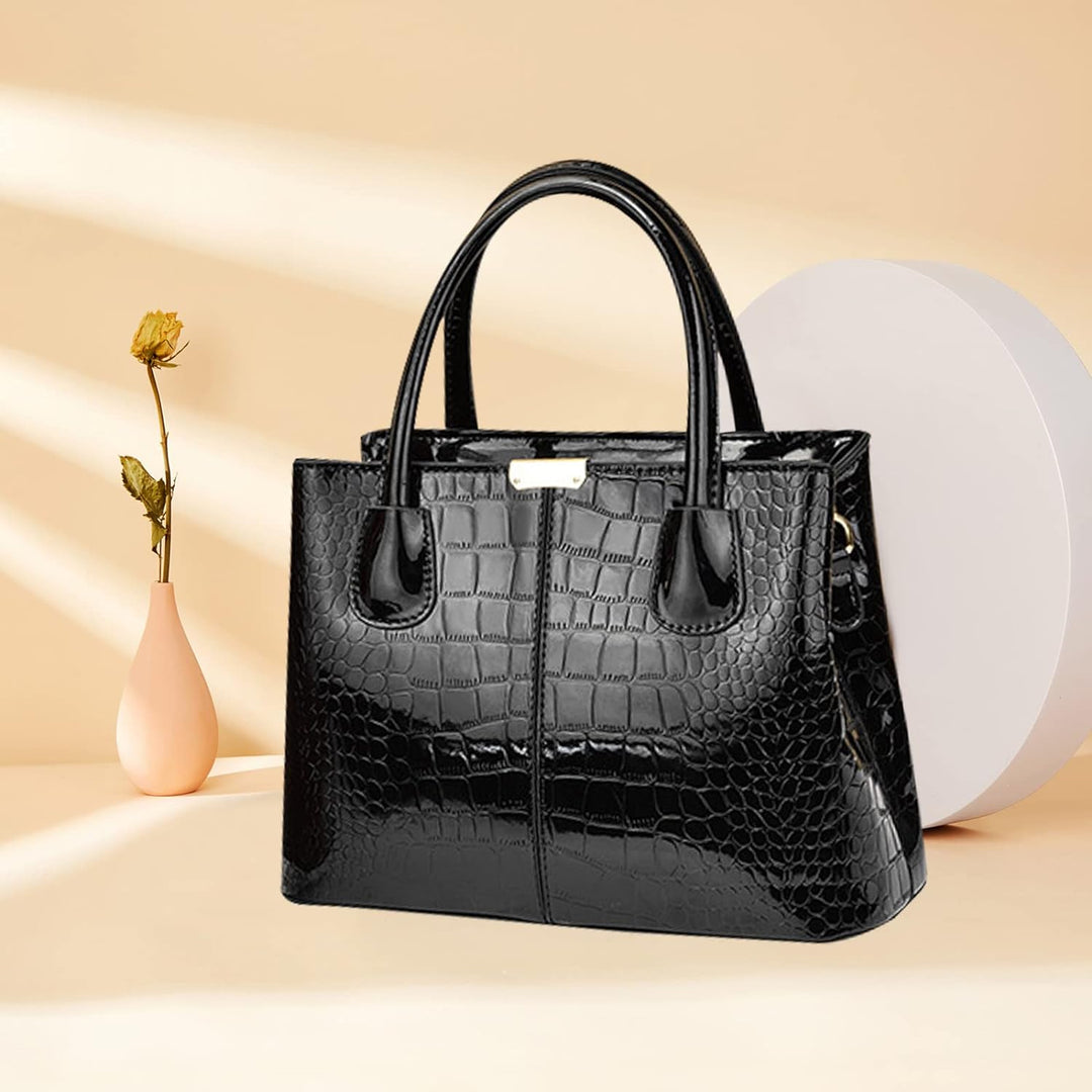 NICOLE &amp; DORIS Handtaschen Damen Mode Krokoprägung Henkeltasche Lackleder Handtasche Shopper Umhänge
