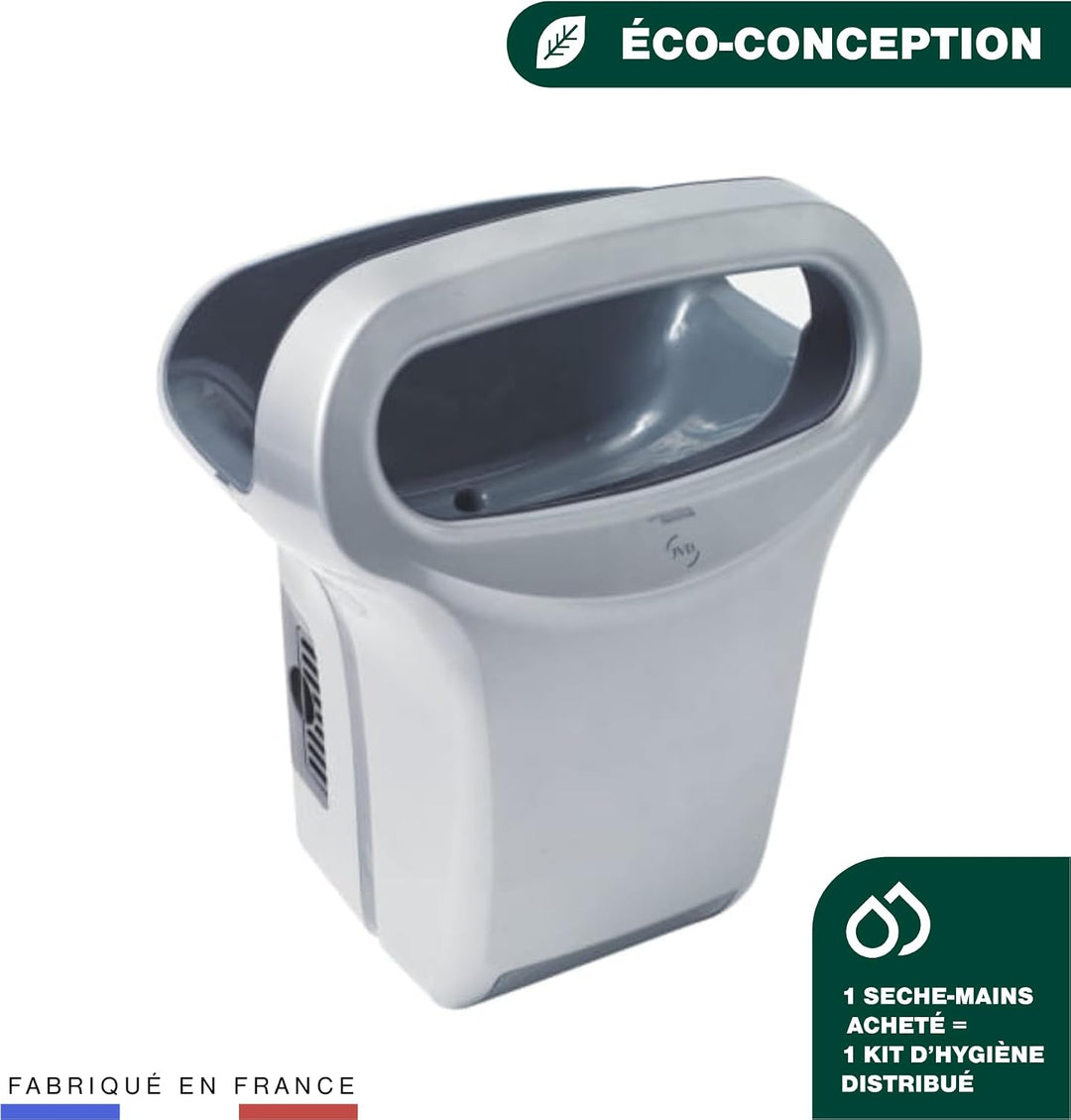 JVD - Sèche-mains Exp'Air Alu Gris Métal Epoxy Automatique à Air Pulsé Froid