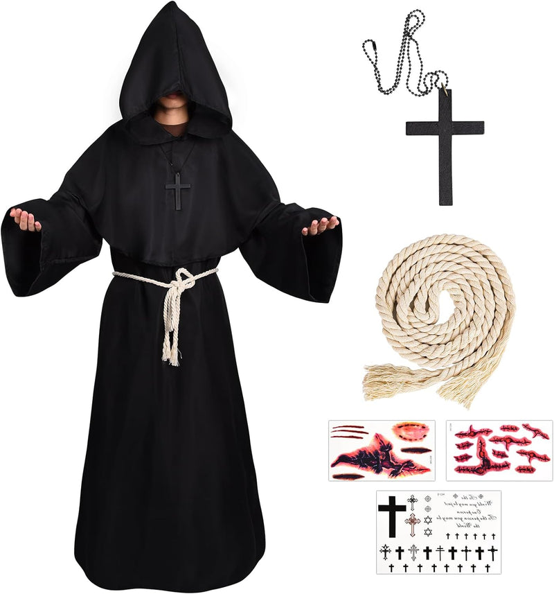 FORMIZON Mönch Robe Kostüm, Gewand Mönchskutte, Priester Kostüm Herren, Mittelalter Renaissance Hood