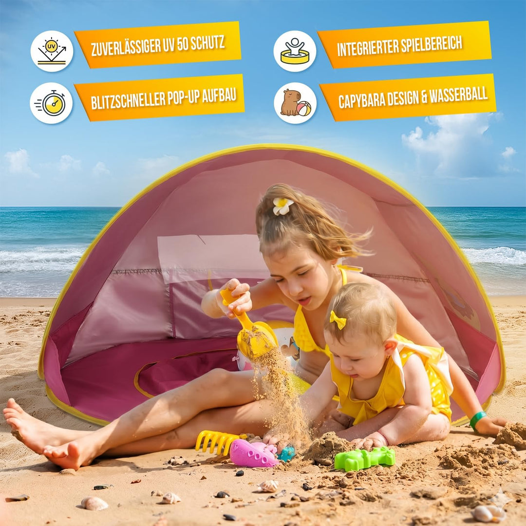 Chillife Strandmuschel Pop up Set I Tragbares Strandzelt mit UV Schutz und Windschutz Strand I Wasse