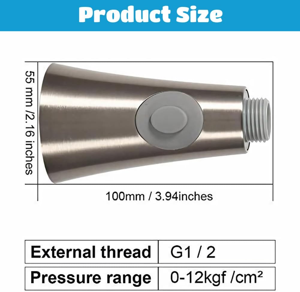 Küchenarmaturen Ersatz Brausekopf, 2 Strahlarten 1/2" IPS-Gewinde Ersatz Brause für Küchenarmatur, K
