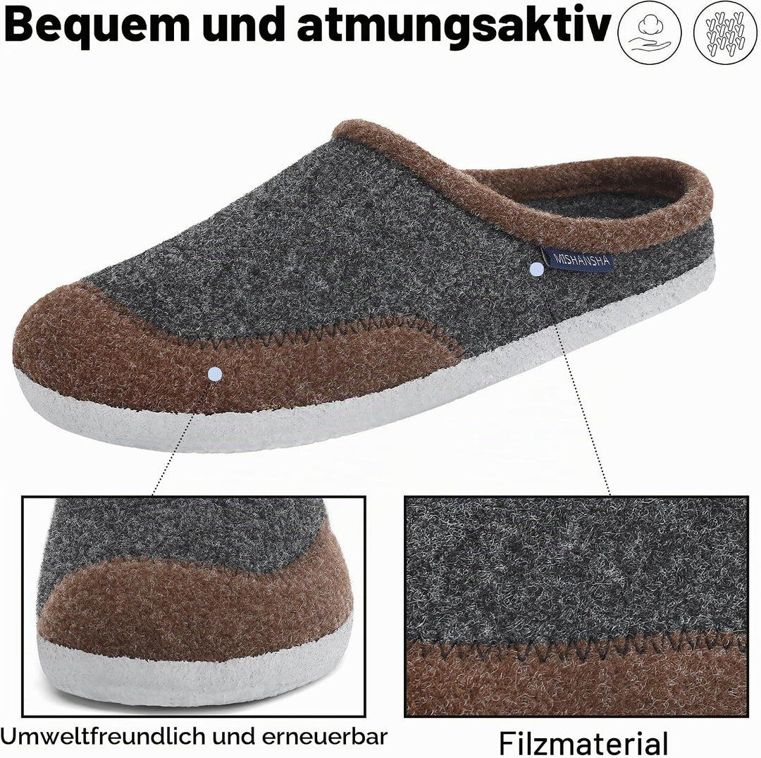 Mishansha Filz Hausschuhe Winter Bequem Filzpantoffeln für Damen Herren Gr.36-48 37 EU Dunkelbraun,
